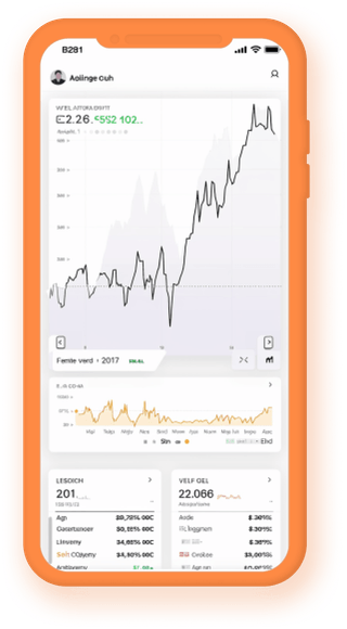 Realtime crypto-gegevens weergegeven in een mobiele portfoliovolger